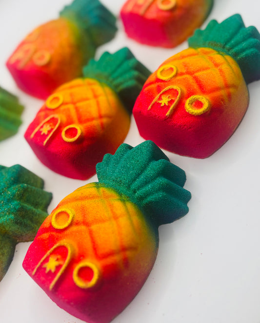 a pineapple house shaped bath bomb from spongebob squarepants